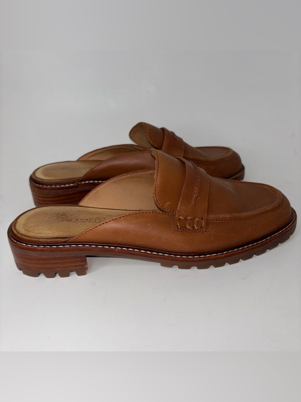 Madewell Loafer Mules Shoes Women's Size 8.5 Corinne Lugsole Dried Maple Leather